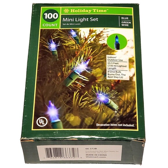 Holiday Time BLUE String Lights Mini Bulb 23.5' Green Wire Christmas In/Outdoor - Picture 1 of 6